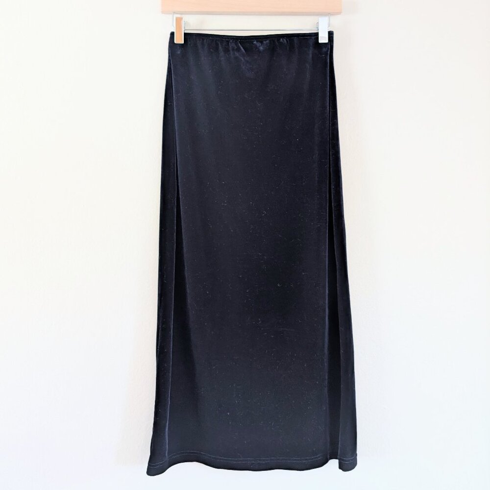 Vintage GAP Midnight Blue Velvet Maxi Skirt Dark‎ Fairy Witchy Goth Celestial M